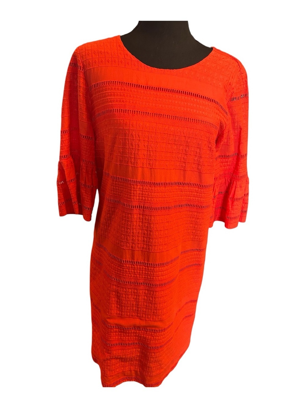 J. Crew Women Short Sleeve Bright Orange Knit Shift Dress Size 0